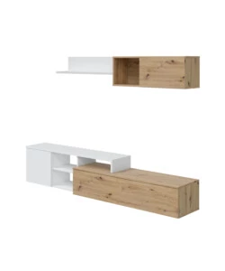 MOBILE TV BIANCO E ROVERE, 220X40X44 CM